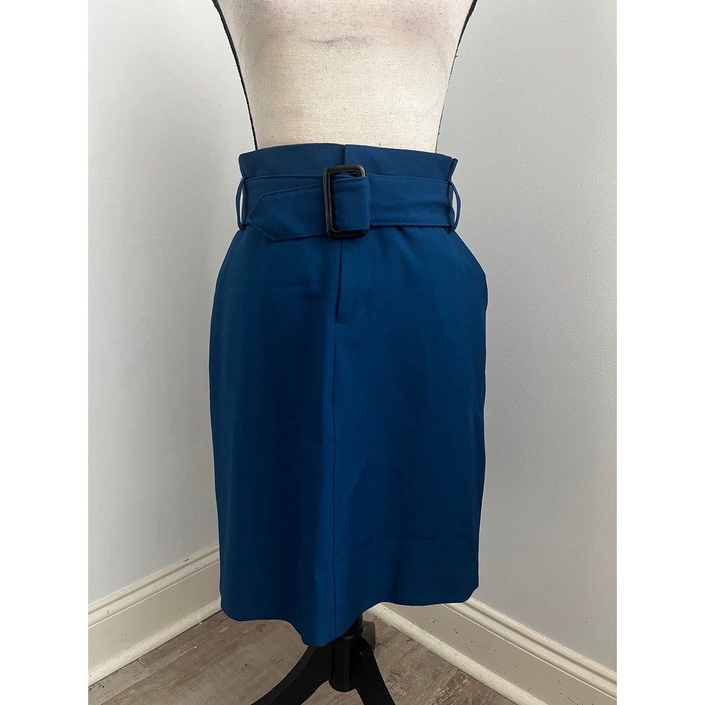 Banana Republic Blue High Rise Skirt‎ 2 Paper Bag Pencil Office Business Casual
